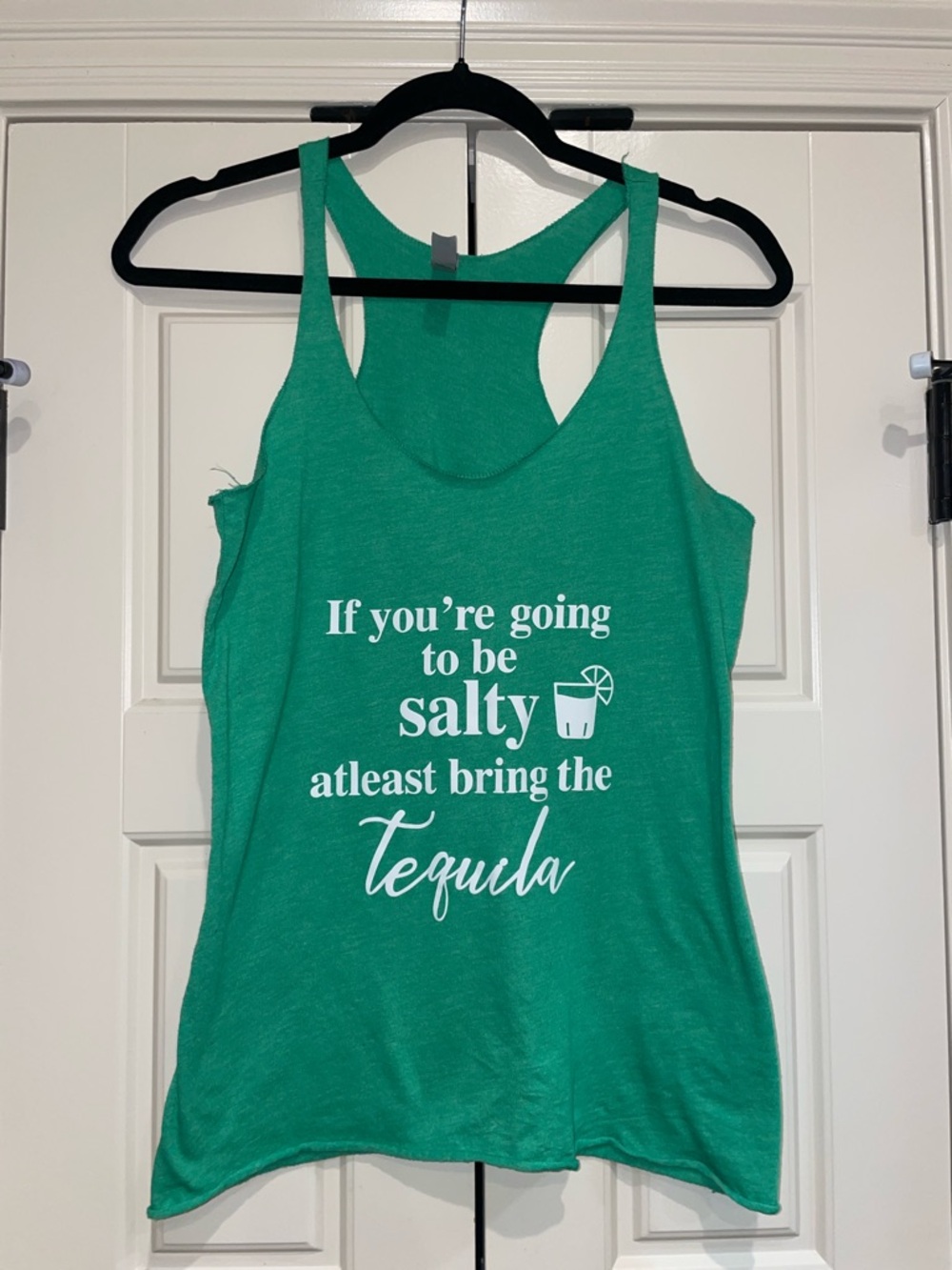 Next Level Apparel Green Racerback Tank with White Tequila Graphic